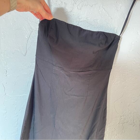 Y2K VTG Express Black Strapless Dress with slit size 2 - Picture 2 of 6